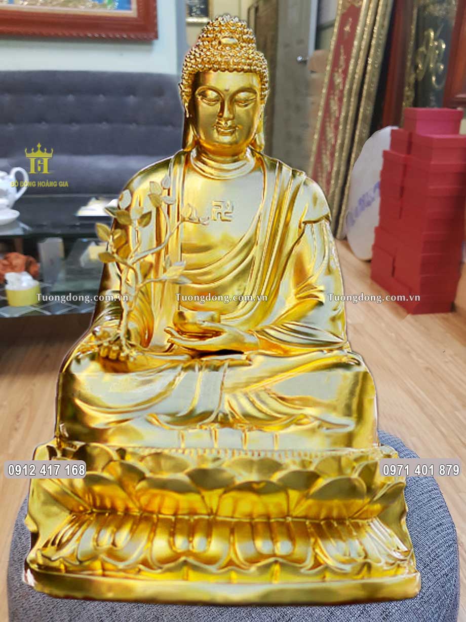 Tượng Phật Dược Sư Bằng Đồng Dát Vàng 9999 Cao 68Cm